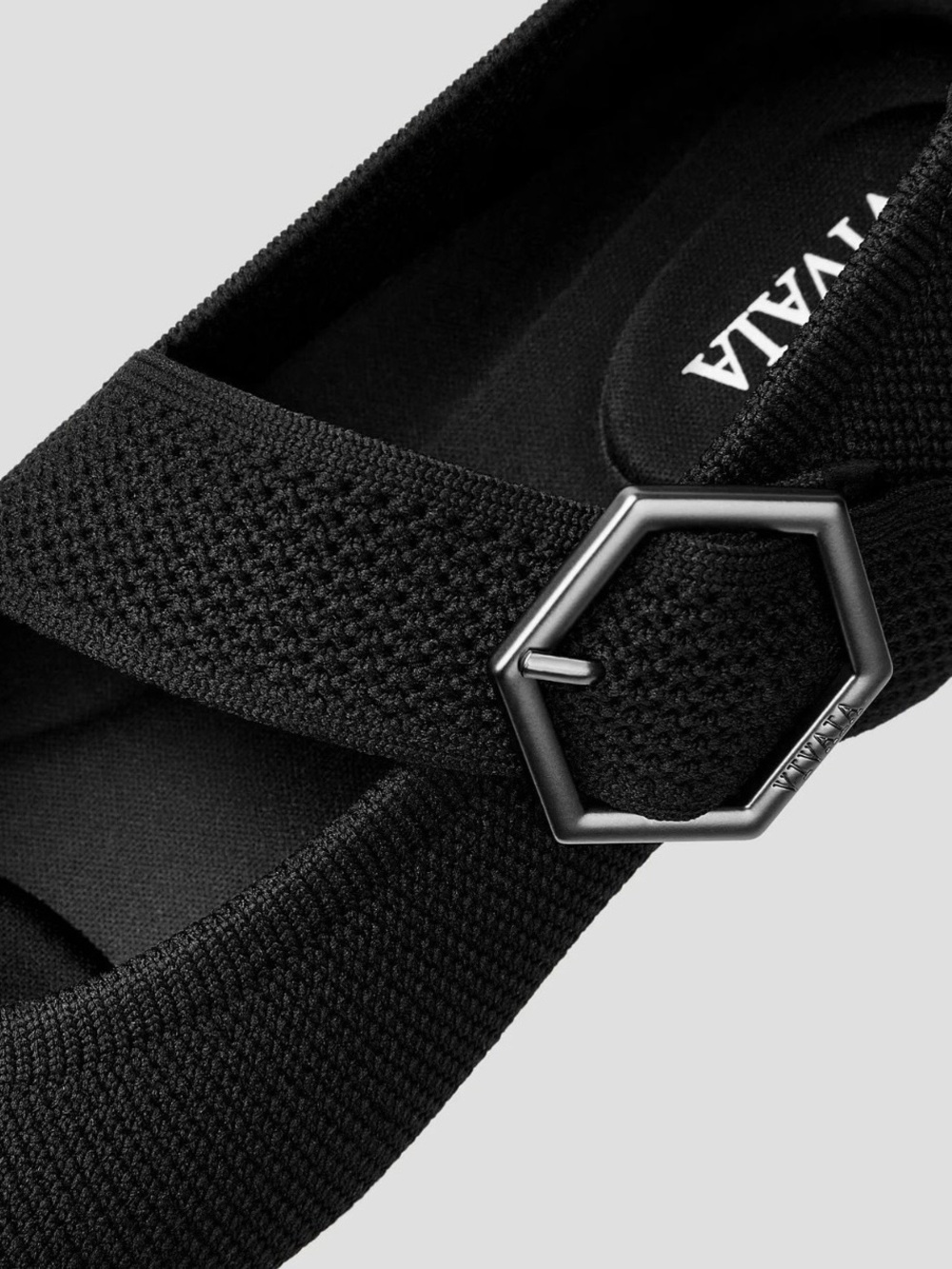 Vivaia | Pointed Black Maria Mary Jane Flats with Geometric Buckle ~ 41.5 US 10 - Picture 6 of 11